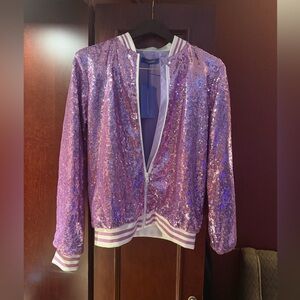 Sparkling Lavender Sequin Bomber Jacket